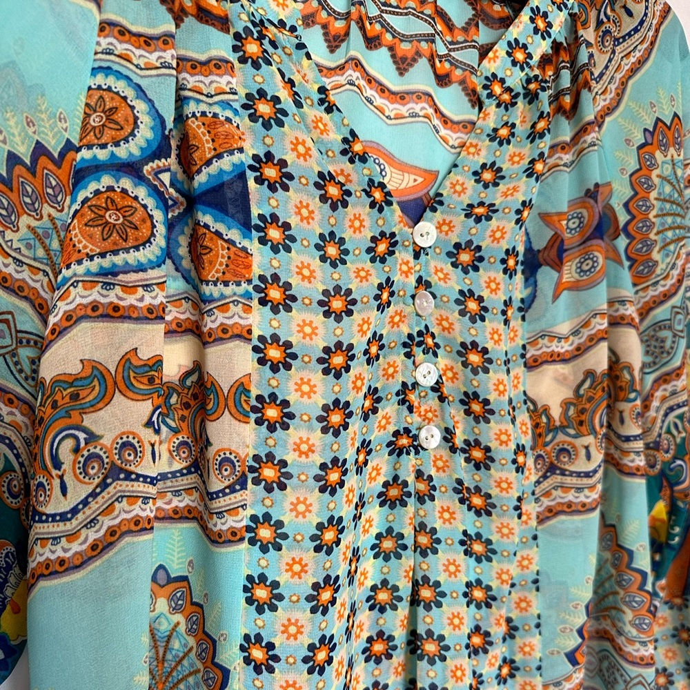 New Directions Floral Bohemian Blouse - M